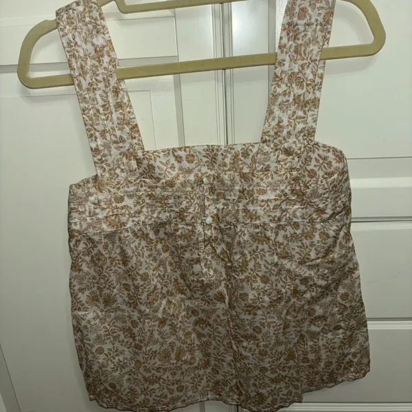 Faherty Ozette Vines Tank Top Floral Organic Cotton Square Neck - Image 4