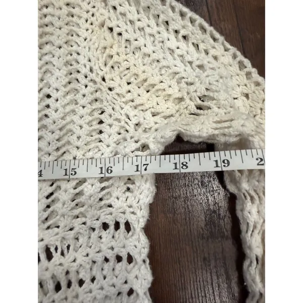 Carolyn Taylor Crochet Cardigan Womens XL Cream Button Shrug‎ Cottagecore Boho - Image 9