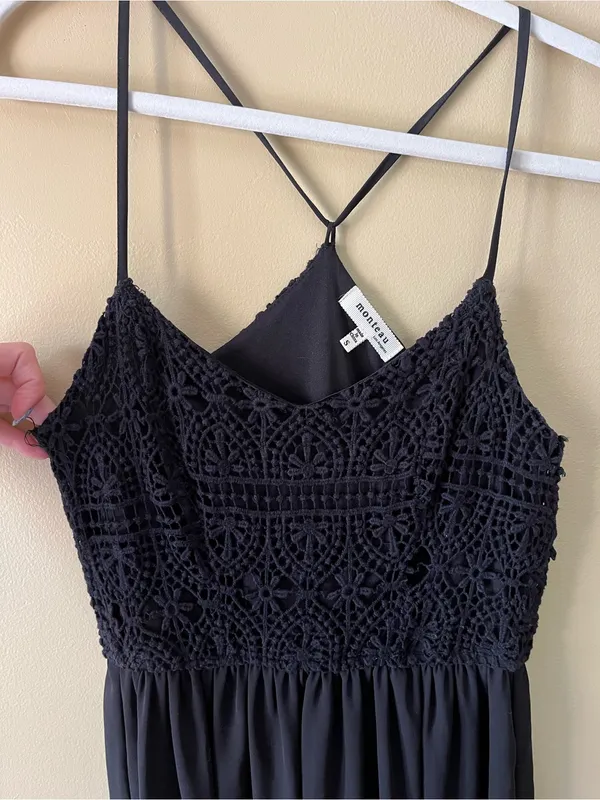 Monteau Black Crochet Bodice Maxi Dress - Image 5