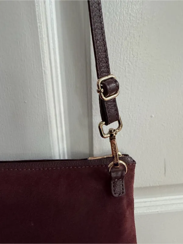 Accessorize Burgundy Genuine Leather Suede Crossbody Shoulder Bag - Image 4