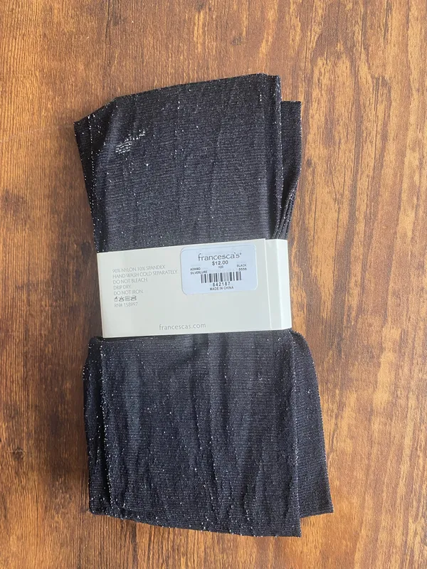 Francesca's Black Glitter Lurex Opaque Tights - Image 2