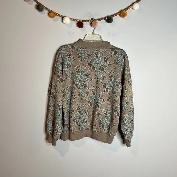 Vintage floral collared pullover Brown Size M - Image 5