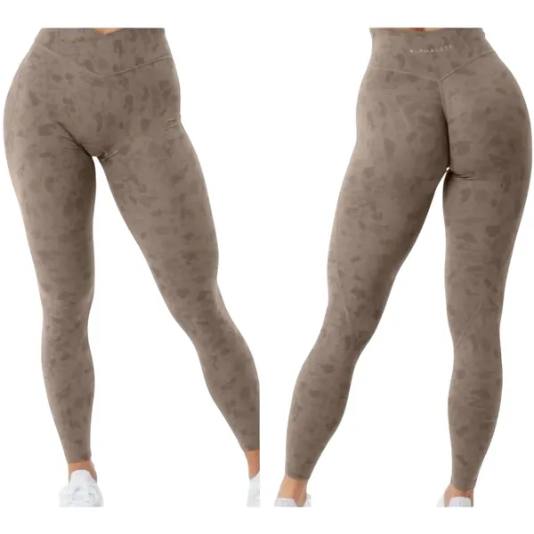 Alphalete Surface Power Leggings Pebble Print Mocha Medium - Image 2