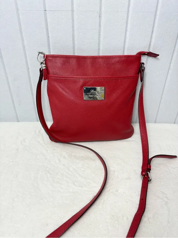 Lauren Ralph Lauren‎ Red Leather Crossbody with Logo Plate - Image 3
