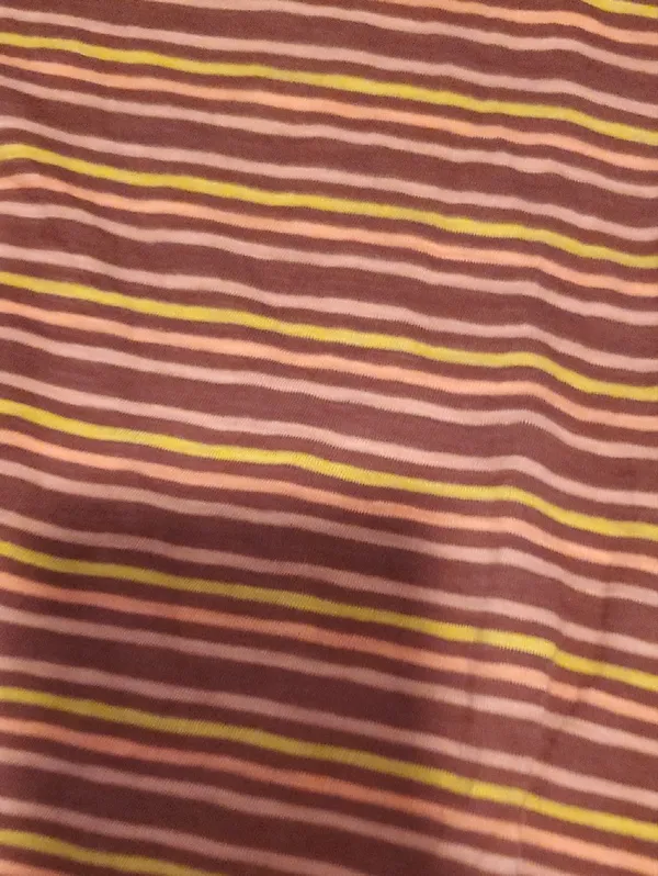 Women's Striped Short Sleeve Pocket Tee in Rust, Pink & Yellow - Image 5