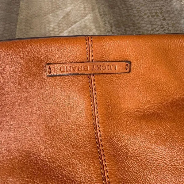 Lucky Brand Adyn Brown Suede Leather Boho Hobo Slouchy Bag Purse - Image 4