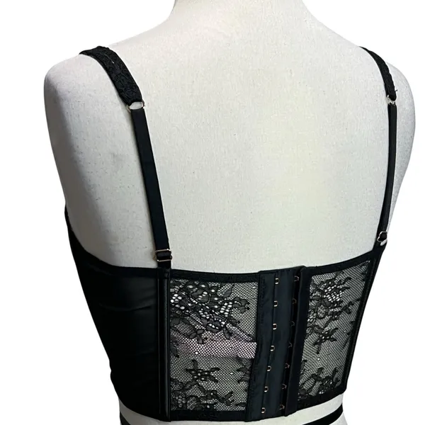 Victorias Secret Dream Angels Corset Top Womens M Black Unlined Lace Up Romantic - Image 5