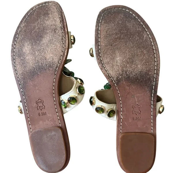 Tory Burch Floral‎ Gemstone Embellished Slide Sandals 8.5 - Image 4