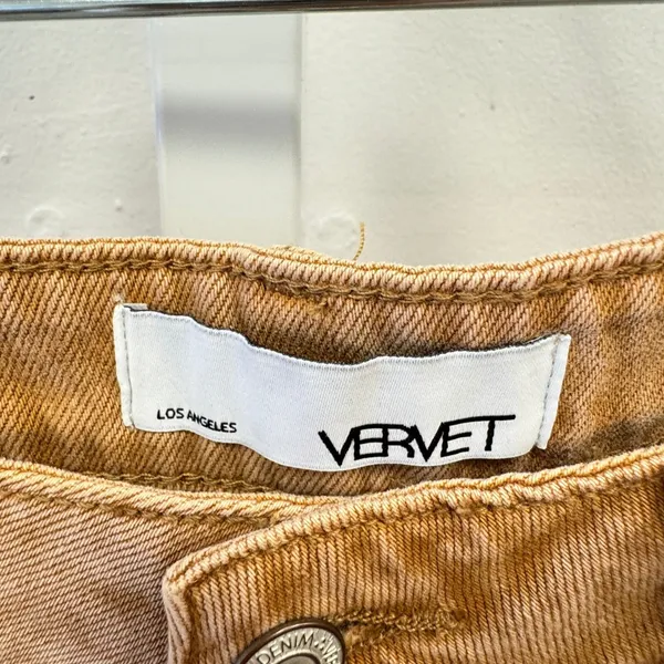 Vervet Kiss Of California Super High Rise 90's Vintage‎ Crop Flare Jeans W27 Tan - Image 10
