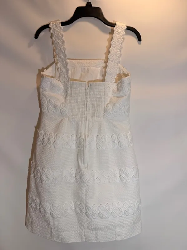Lilly Pulitzer Davis Resort White Cotton Lace Trim Smocked Sundress Size 8 - Image 3