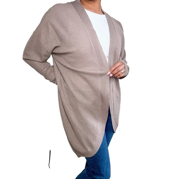 Babaton Taupe Open Front Long Cocoon Cardigan XS - Image 9