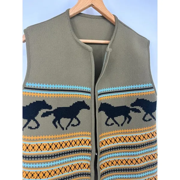 Vintage Horse Sweater Vest Womens Equestrian Cowgirl Rodeo‎ Ranch Western Medium - Image 2