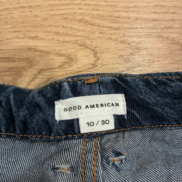 Good American High Waisted Wide Leg Jeans Faded Indigo395 Medium Wash Size 10/30 - Image 5