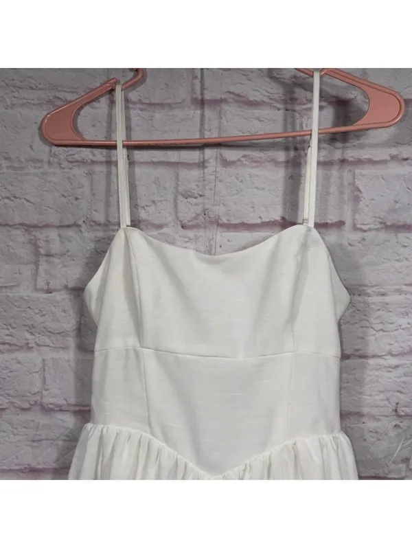 Women’s White Tiered Mini Dress XS Open Back Tie Cottagecore Party Dress NWOT - Image 2