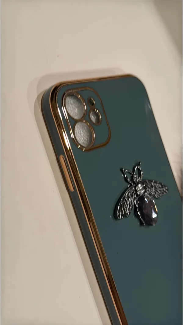 Iphone 11 (6.1) case green color with bombom - Image 3