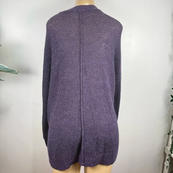 Free People Wool Alpaca V-neck Sweater Sz M Purple Cozy Slouchy - Image 6
