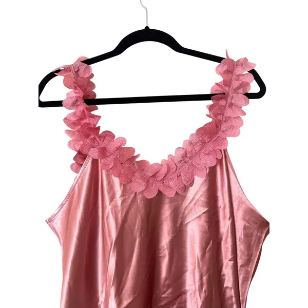 LE CLAIR DE LUNE Floral Applique Mini Dress‎ Pink Large - Image 4