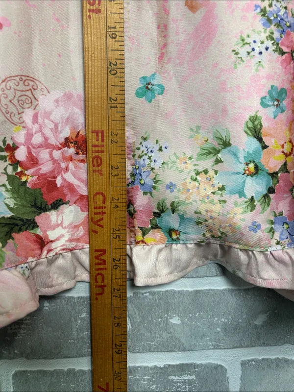 CherryBetty Pink Floral Ruffle Button Front Jacket Blazer Med Cottagecore Romant - Image 7