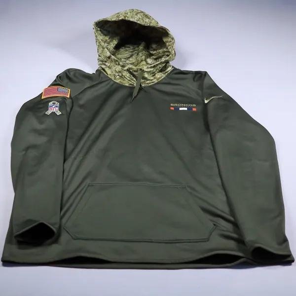Nike Dri-Fit Denver Broncos Hoodie Women 2XL Green Salute Service Camo NFL 2018 - Image 2