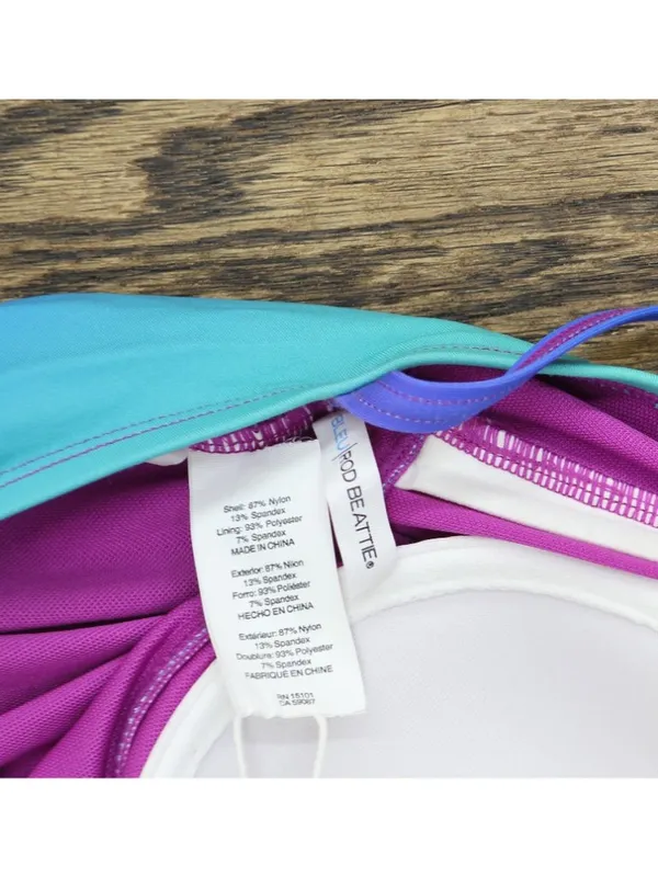 NWT Bleu By Rod Beattie Moment Shirred Bandeau One-Piece Swimsuit Blue Multi 6 - Image 5