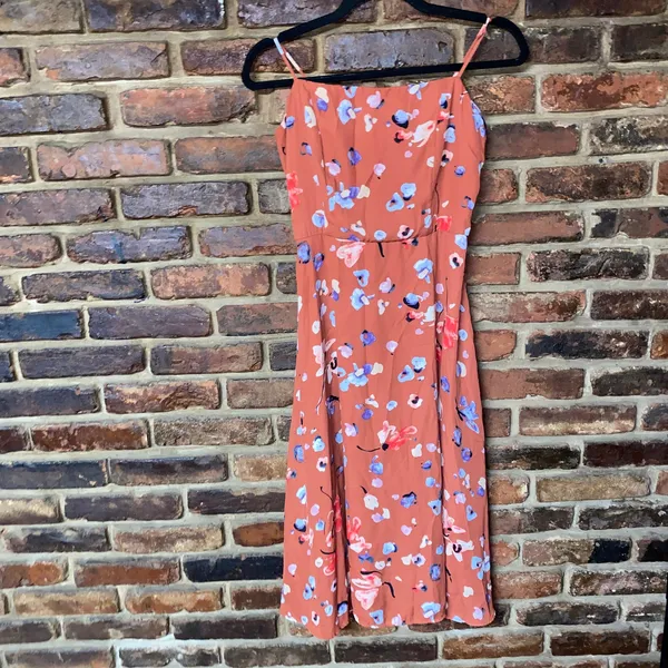 Hutch Burnt Orange Floral Declan Sleeveless Midi Dress Women's Size 8 - Image 2