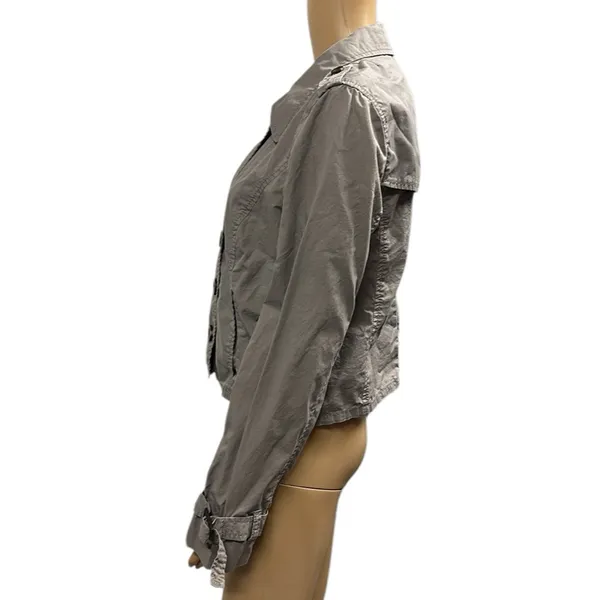 Caslon Cotton Tan Khaki Button Up Lightweight Jacket Imported Womens Large - Image 8