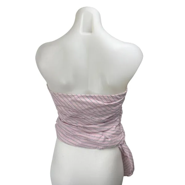 Zara Pink Striped Sleeveless Strapless Cami Bandeau Crop Blouse Tube Tank Top M - Image 2