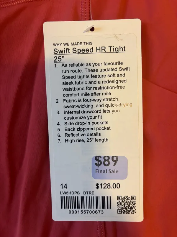 Lululemon Swift Speed High-Rise Tight 25" *Updated Desert Red Size 14 - Image 6