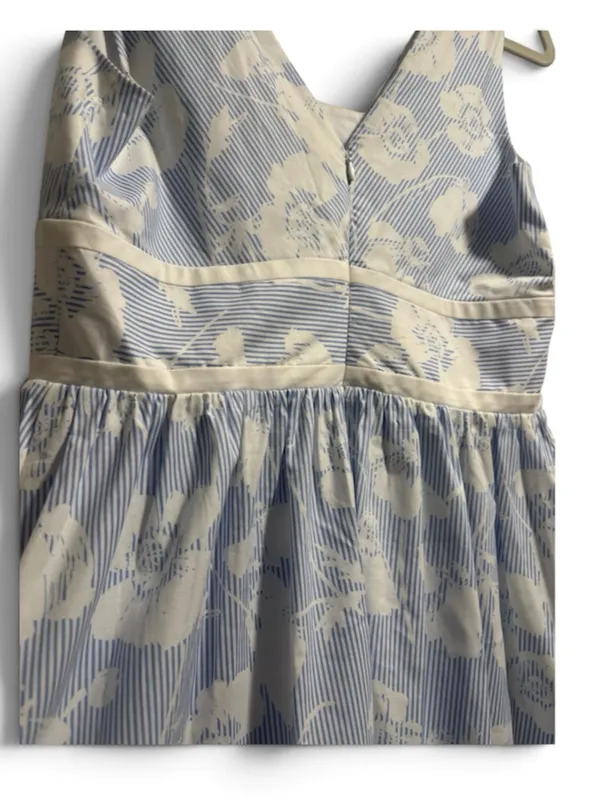 Karl Lagerfeld Blue White Floral Stripe Cotton Blend Dress Size 8 NWT - Image 6