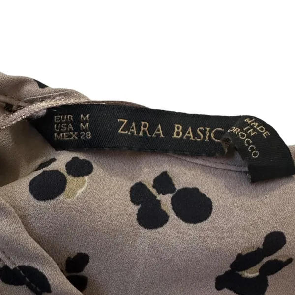 Zara Womens Medium Taupe Black Abstract Floral Draped Sleeveless Blouse | 0113 - Image 3