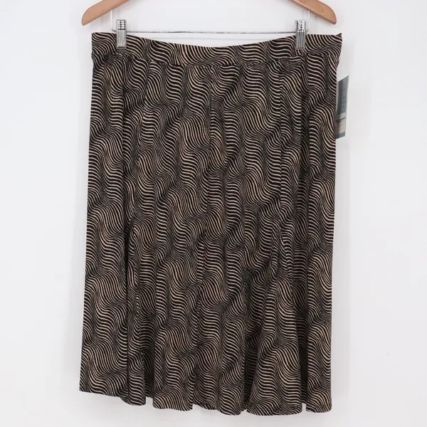Jaclyn Smith Skirt Set Womens XXL Easy Separates Tan Black Abstract Wave NEW - Image 7