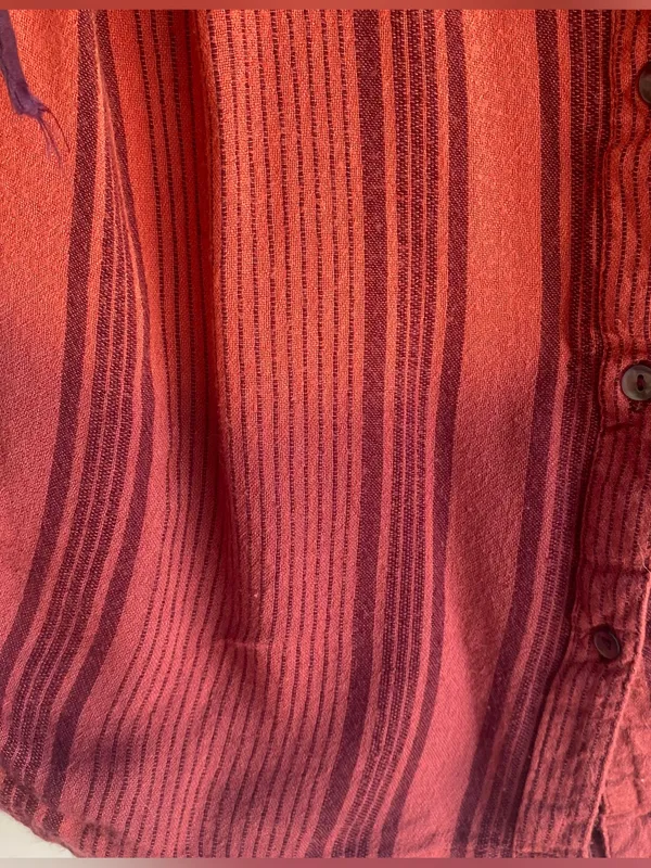 Free People dip dye ombre button down stripe top ruched shoulder bow tie small - Image 5