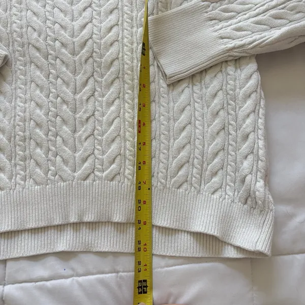 Womens Large‎ White Cable Knit Sweater Feminine Dainty Romantic Coquette Whimsy - Image 3