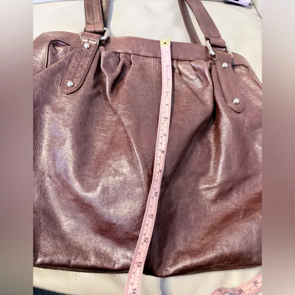 HOBO Burgundy Leather Shoulder Tote Bag Y2K Vintage Brown Slouchy - Image 9