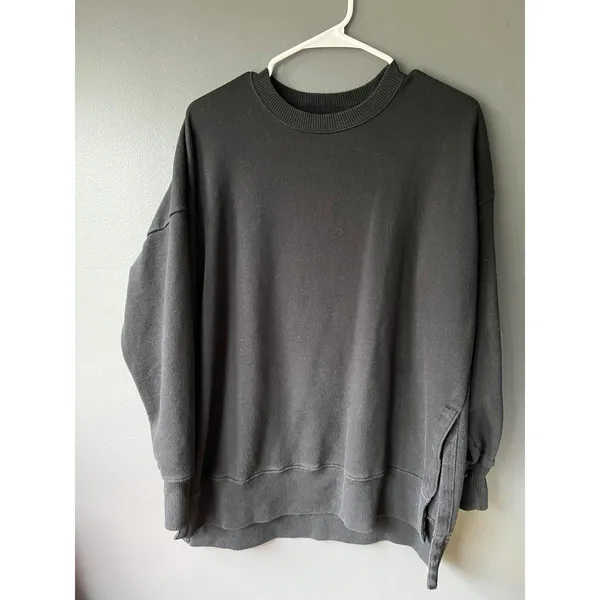 Aerie Black Crewneck Sweatshirt, Size Small - Image 7