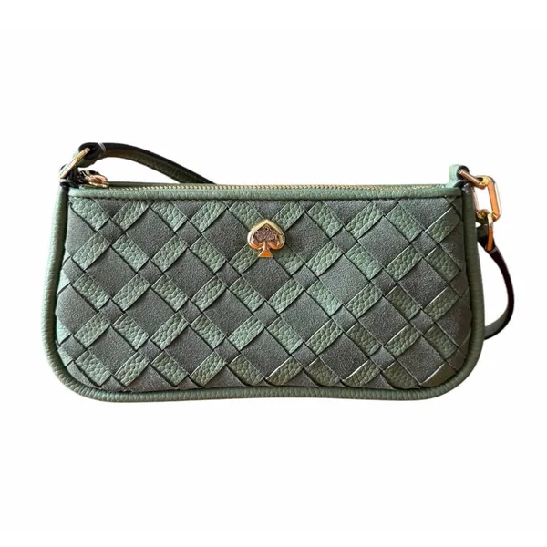 Kate Spade Kayla KM148 Woven Leather Convertible Shoulder Bag Cedar Green NWOT - Image 16