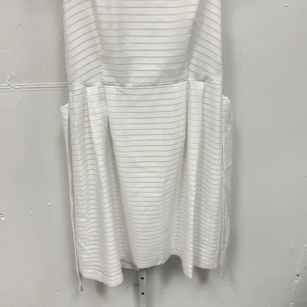 Anne Klein White Horizontal Stripe Sleeveless Fit and Flare Belted Dress Size 10 - Image 5