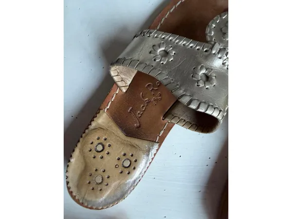 Jack Rogers Metallic Silver Leather Sandals - Image 2