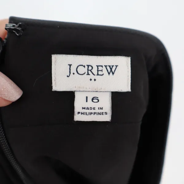 J.Crew Skirt Womens 16 A-Line Mini Black Faux Leather Back Zip Excellent - Image 2