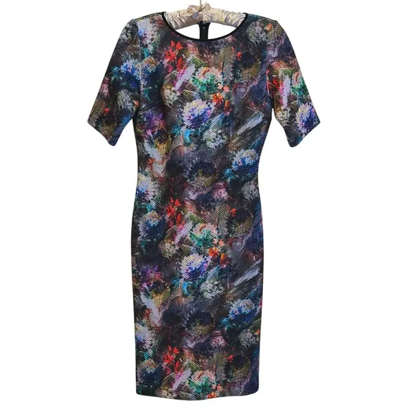 Margaret O’Leary Quilted Sheath Dress Small Kaleidoscope Maximalist Avant Garde - Image 3