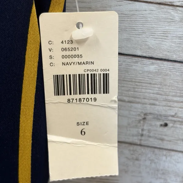 NWT Maeve Anthropologie Womens 6 Pants Wide Leg Navy/Marin Mustard White Striped - Image 10