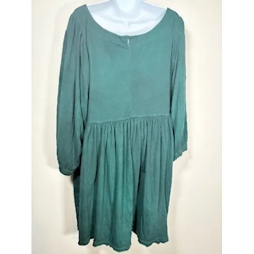 Free People Beach Babydoll Dress Green Long Sleeve Gauze Lagenlook Boho Small - Image 8