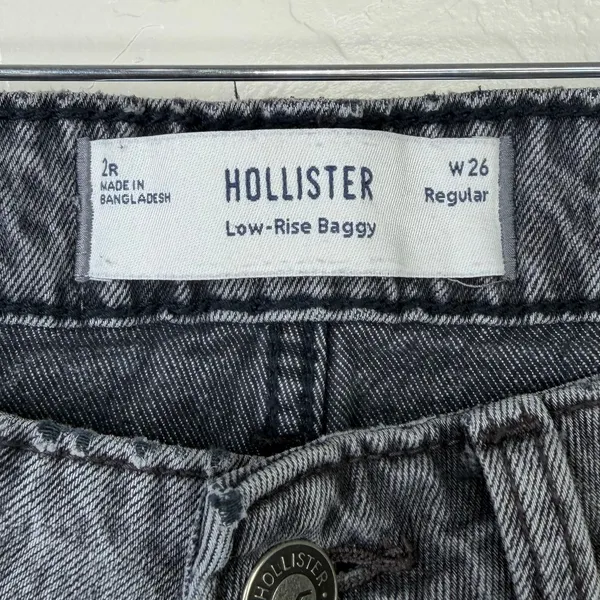 Hollister Washed Grey Faded Low-Rise Baggy Wide Leg Cotton Denim Jeans 2/26 - Image 6