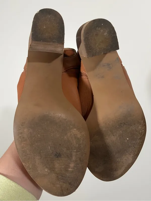 Steve Madden Nobel Camel Brown Heels Open Toe Heeled Ankle Booties Size 8 - Image 8