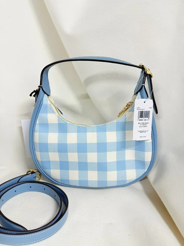 coach Emily Shoulder Bag With Gingham Print And Charm cen07 - Image 2