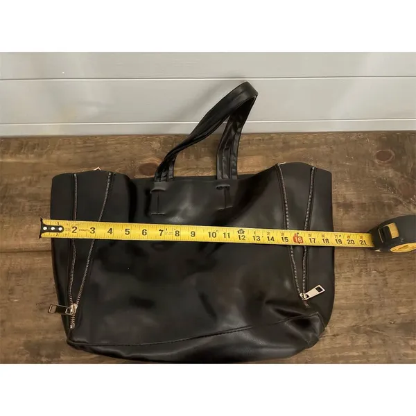 ZaraWomen Black Leather Shoulder Bag or‎ Tote with Gold Hardware - Image 5