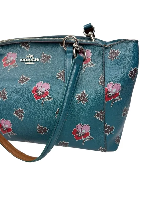 Coach Christie Carryall Dark Teal Wildflower Crossbody Bag Purse - Image 4