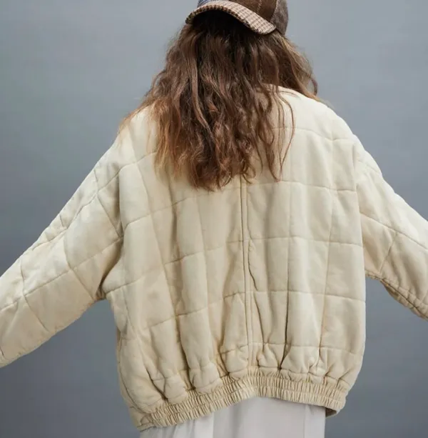 Free People Dolman Quilted Knit Jacket Cream Medium - Image 2