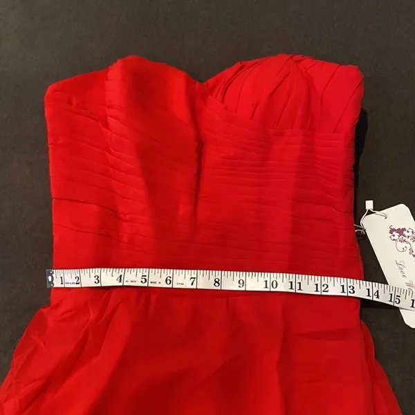 Women’s Full Length Red Chiffon Prom Party Dress Sweetheart Neckline Size 6 NWT - Image 7