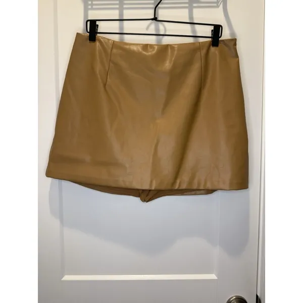 Abercrombie Fitch Women L Light Brown Skirt Short Vegan Leather Casual Cocktail - Image 2